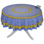 French Provencal tablecloth - Acrylic coated cotton, Spill-proof - 70" Round - Monaco blue | Le Cluny