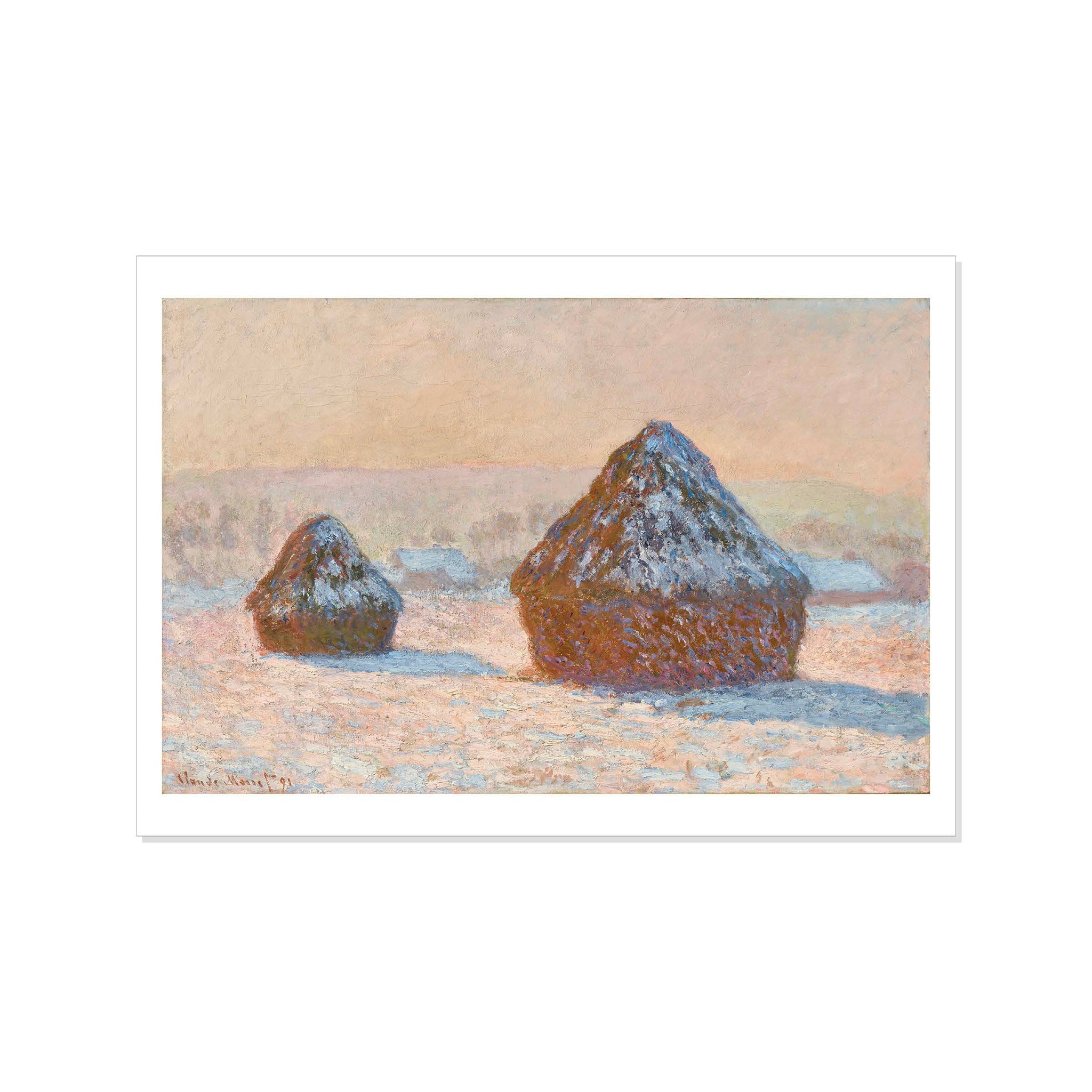 Monet - Wheatstacks, Snow Effect, Morning - Postcard STATIONERY La Vie Bien Monet - Wheatstacks, Snow Effect, Morning - Postcard