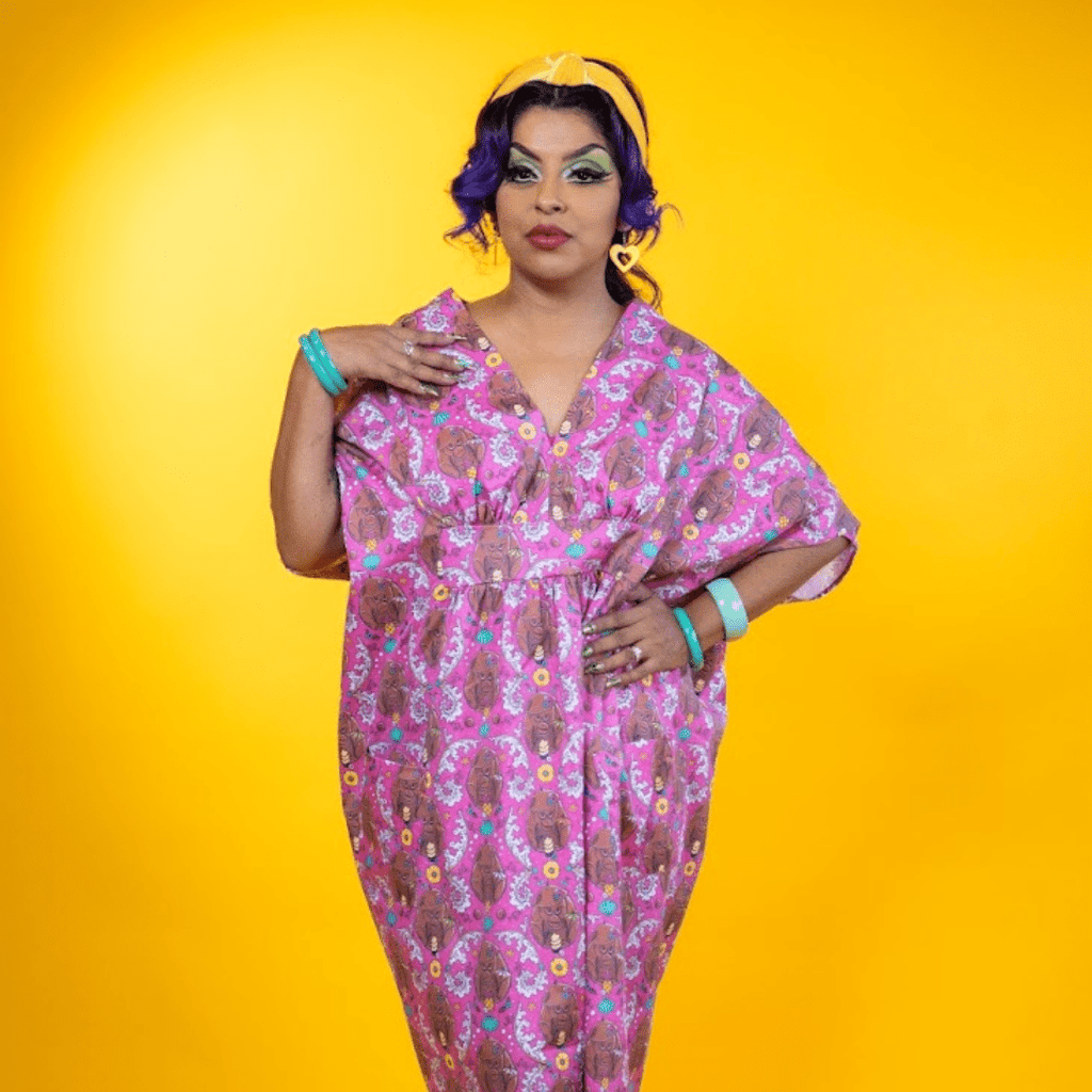 Monkey Business Maxi Caftan in Magenta Madness Caftan La Vie Bien Monkey Business Maxi Caftan in Magenta Madness