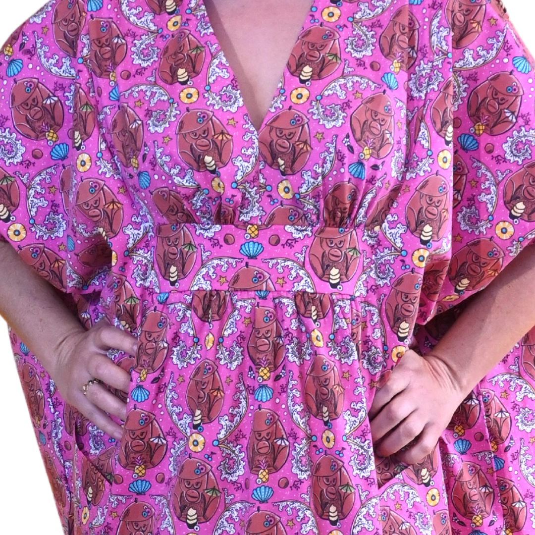 Monkey Business Maxi Caftan in Magenta Madness Caftan La Vie Bien Monkey Business Maxi Caftan in Magenta Madness