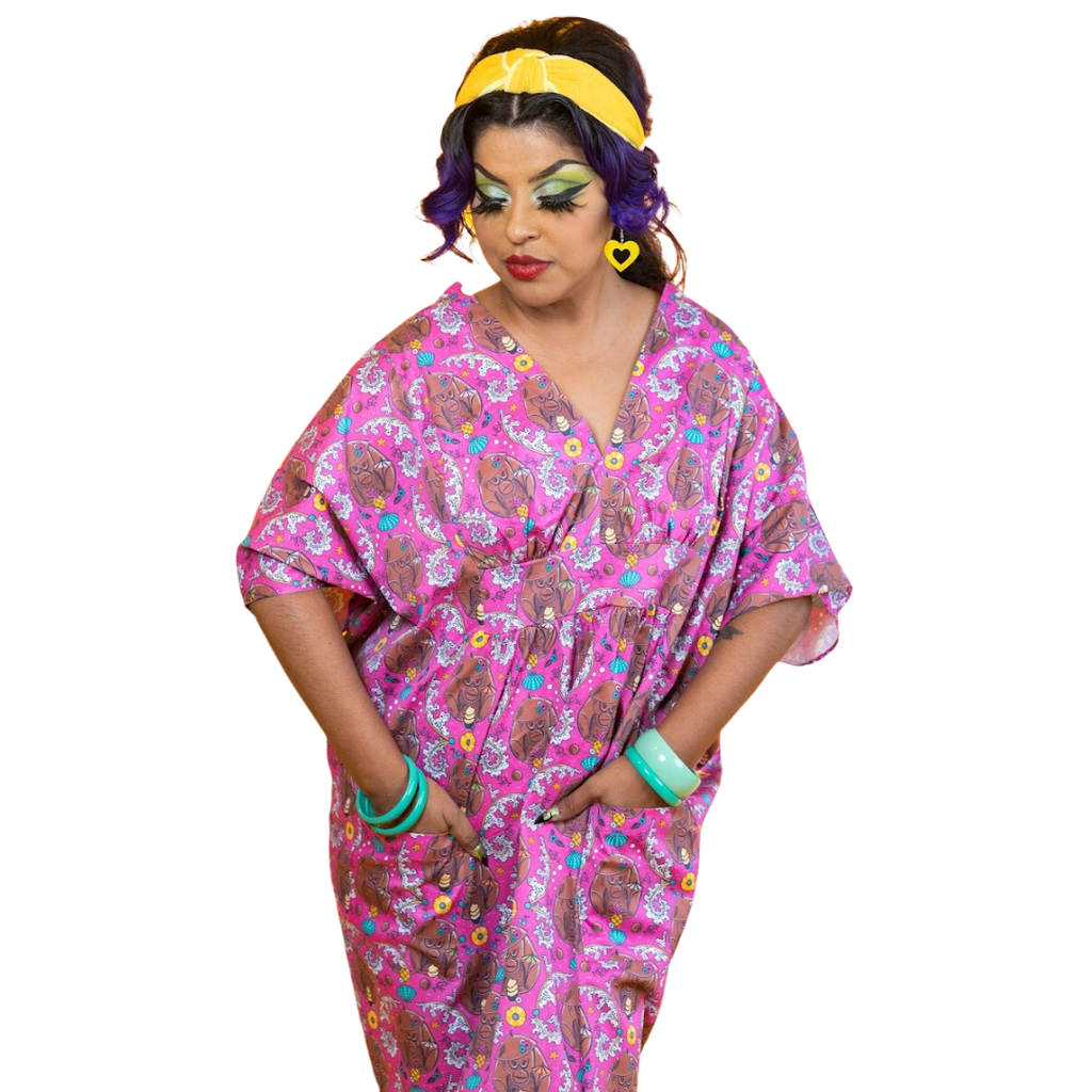 Monkey Business Maxi Caftan in Magenta Madness Caftan La Vie Bien Monkey Business Maxi Caftan in Magenta Madness