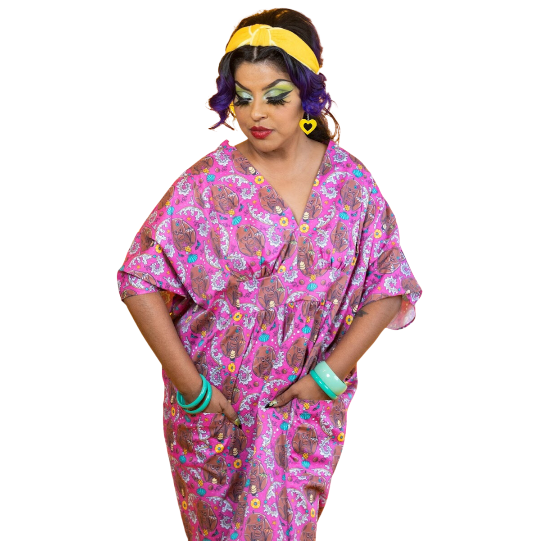 Monkey Business Maxi Caftan in Magenta Madness Caftan La Vie Bien Monkey Business Maxi Caftan in Magenta Madness