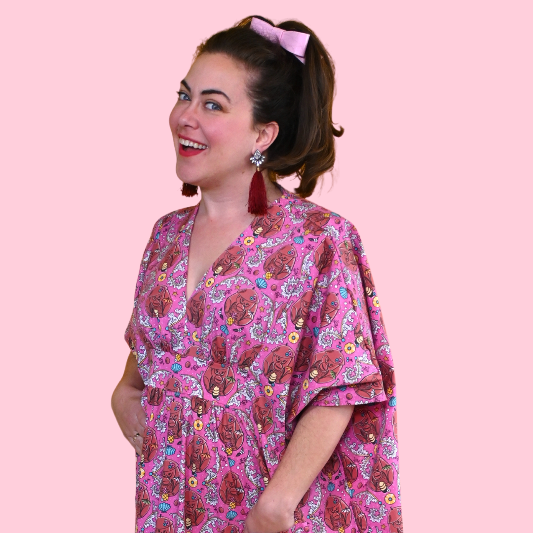 Monkey Business Maxi Caftan in Magenta Madness Caftan La Vie Bien Monkey Business Maxi Caftan in Magenta Madness