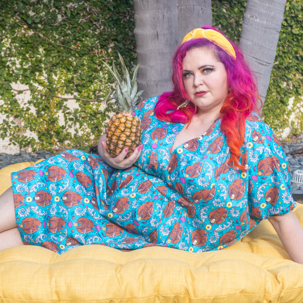 Monkey Business Midi Caftan in Blue Hawaiian Caftan La Vie Bien Monkey Business Midi Caftan in Blue Hawaiian