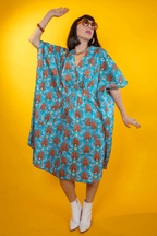 Monkey Business Midi Caftan in Blue Hawaiian Caftan La Vie Bien Monkey Business Midi Caftan in Blue Hawaiian