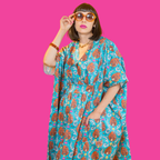 Monkey Business Midi Caftan in Blue Hawaiian Caftan La Vie Bien Monkey Business Midi Caftan in Blue Hawaiian