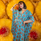 Monkey Business Midi Caftan in Blue Hawaiian Caftan La Vie Bien Monkey Business Midi Caftan in Blue Hawaiian