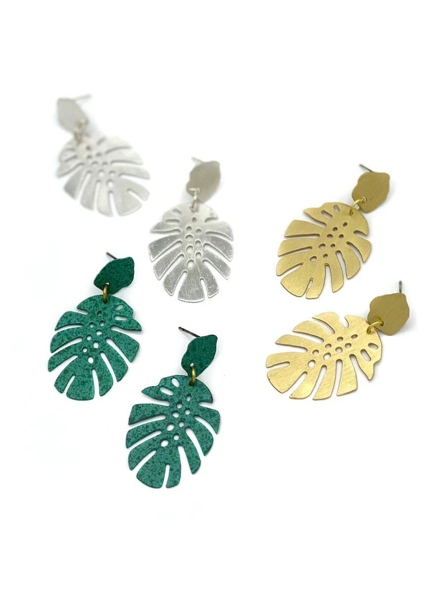 Monstera Studs by Fair Anita