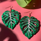 Monstera Leaf Acrylic Statement Earrings Earrings La Vie Bien Monstera Leaf Acrylic Statement Earrings