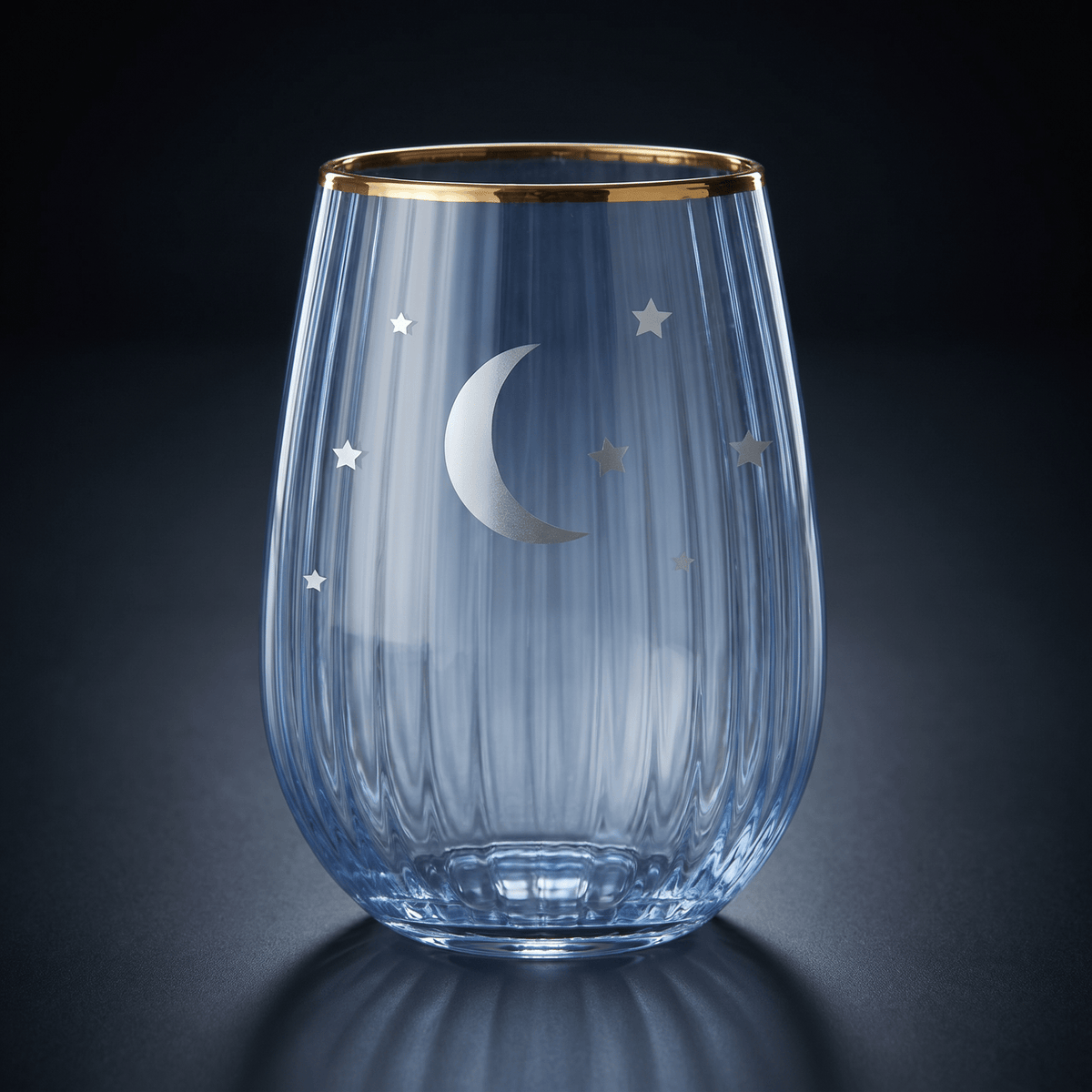 Moon and Stars Beveled Stemless Wine Glass | 19 Oz. Wine Glass La Vie Bien Moon and Stars Beveled Stemless Wine Glass | 19 Oz.