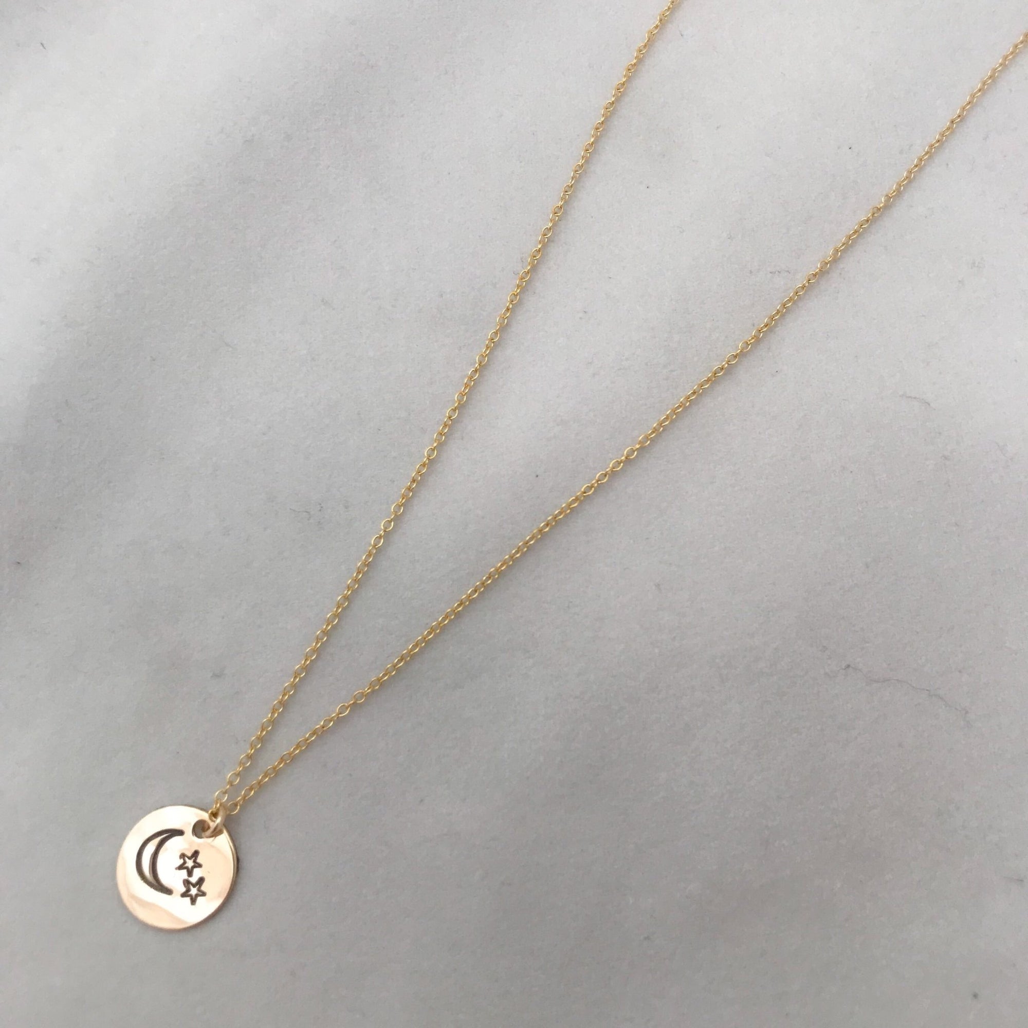 Moon and Stars coin necklace