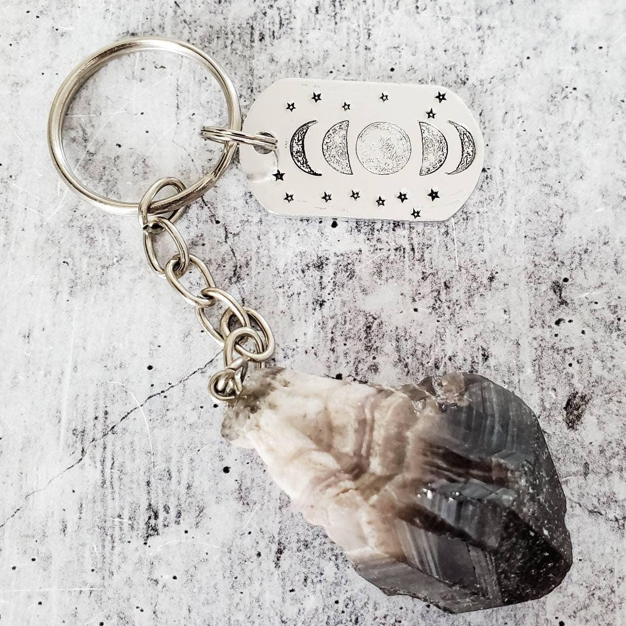 Moon Phases Dark Amethyst Keychain Keychains La Vie Bien Moon Phases Dark Amethyst Keychain