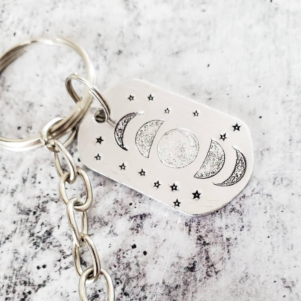 Moon Phases Dark Amethyst Keychain Keychains La Vie Bien Moon Phases Dark Amethyst Keychain