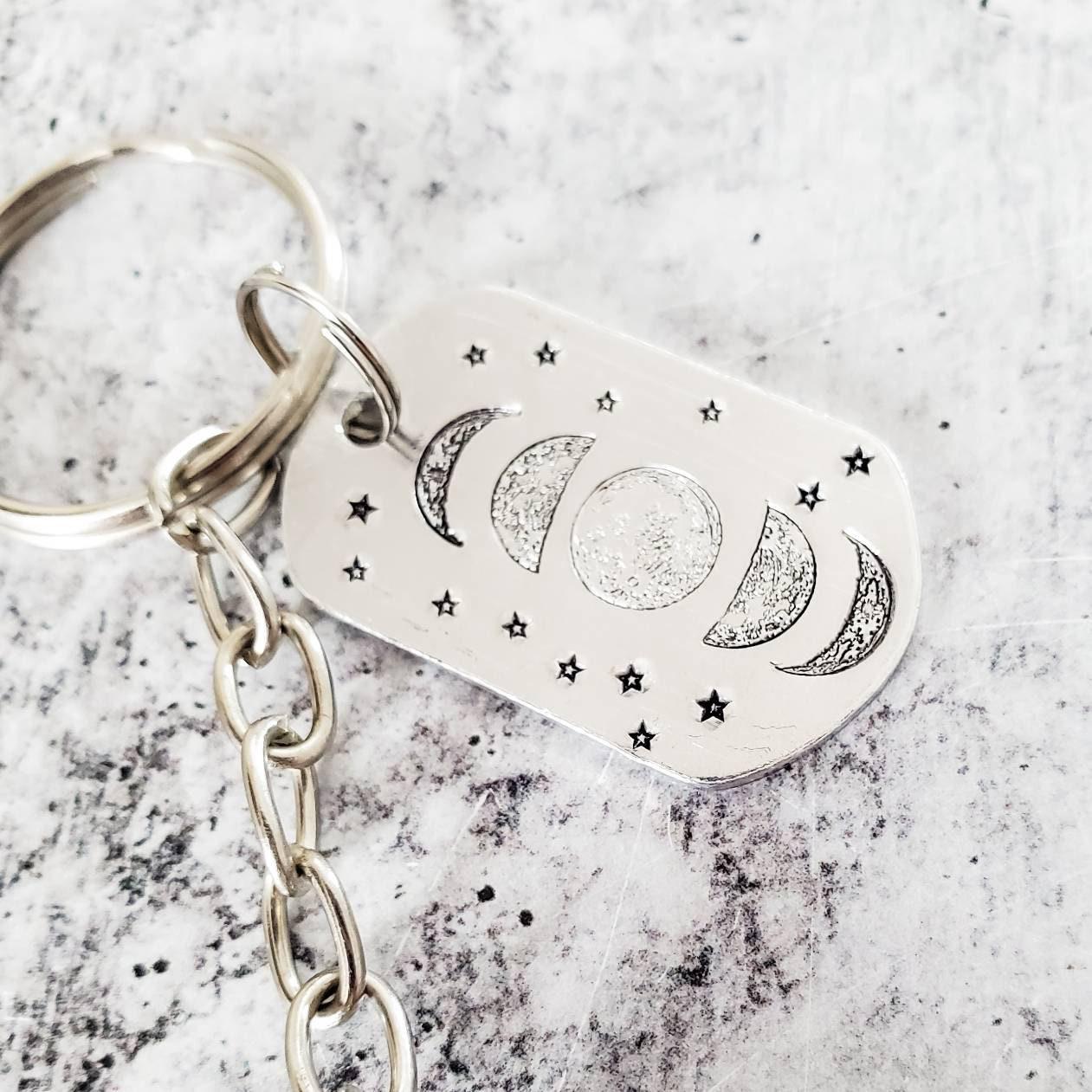 Moon Phases Dark Amethyst Keychain Keychains La Vie Bien Moon Phases Dark Amethyst Keychain