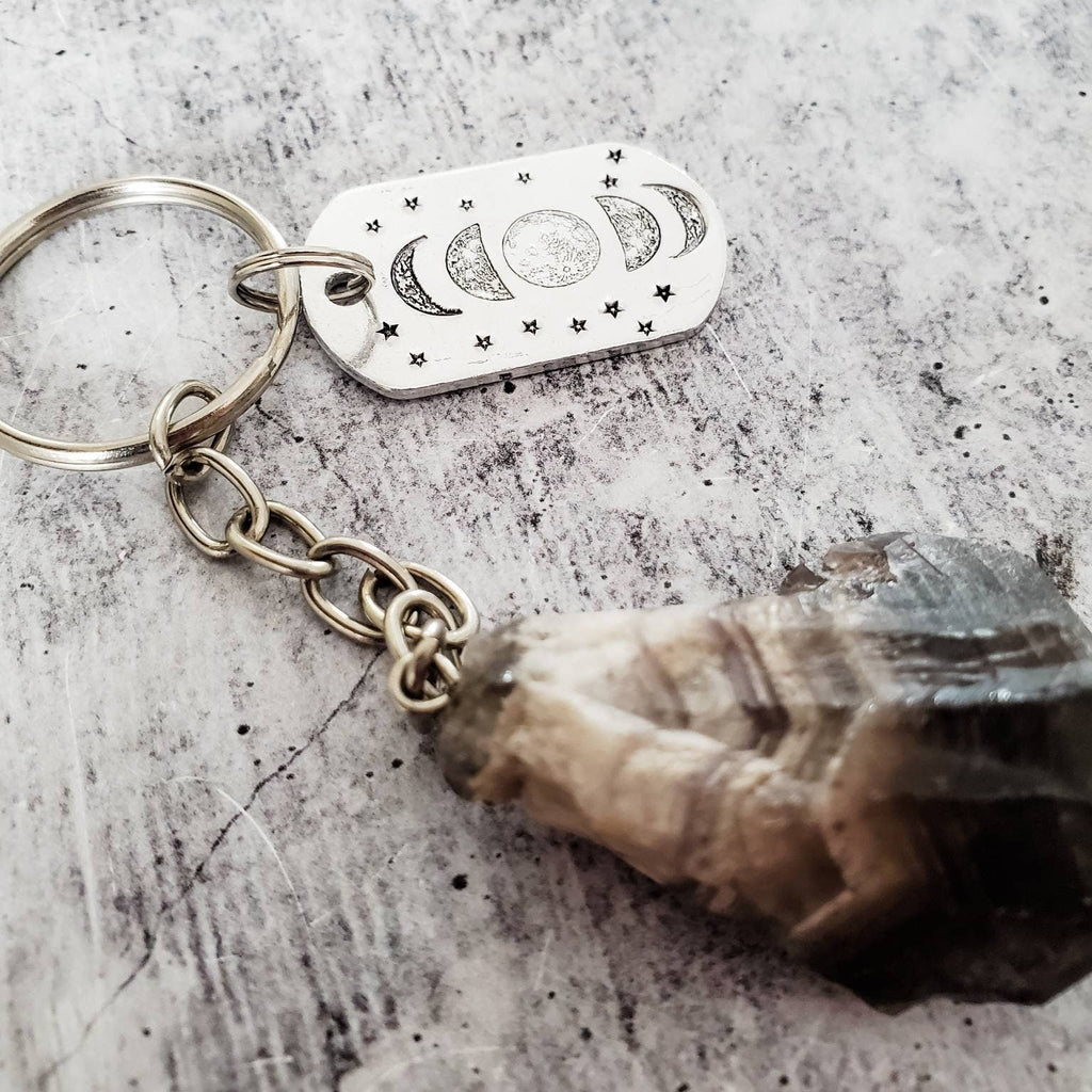 Moon Phases Dark Amethyst Keychain Keychains La Vie Bien Moon Phases Dark Amethyst Keychain