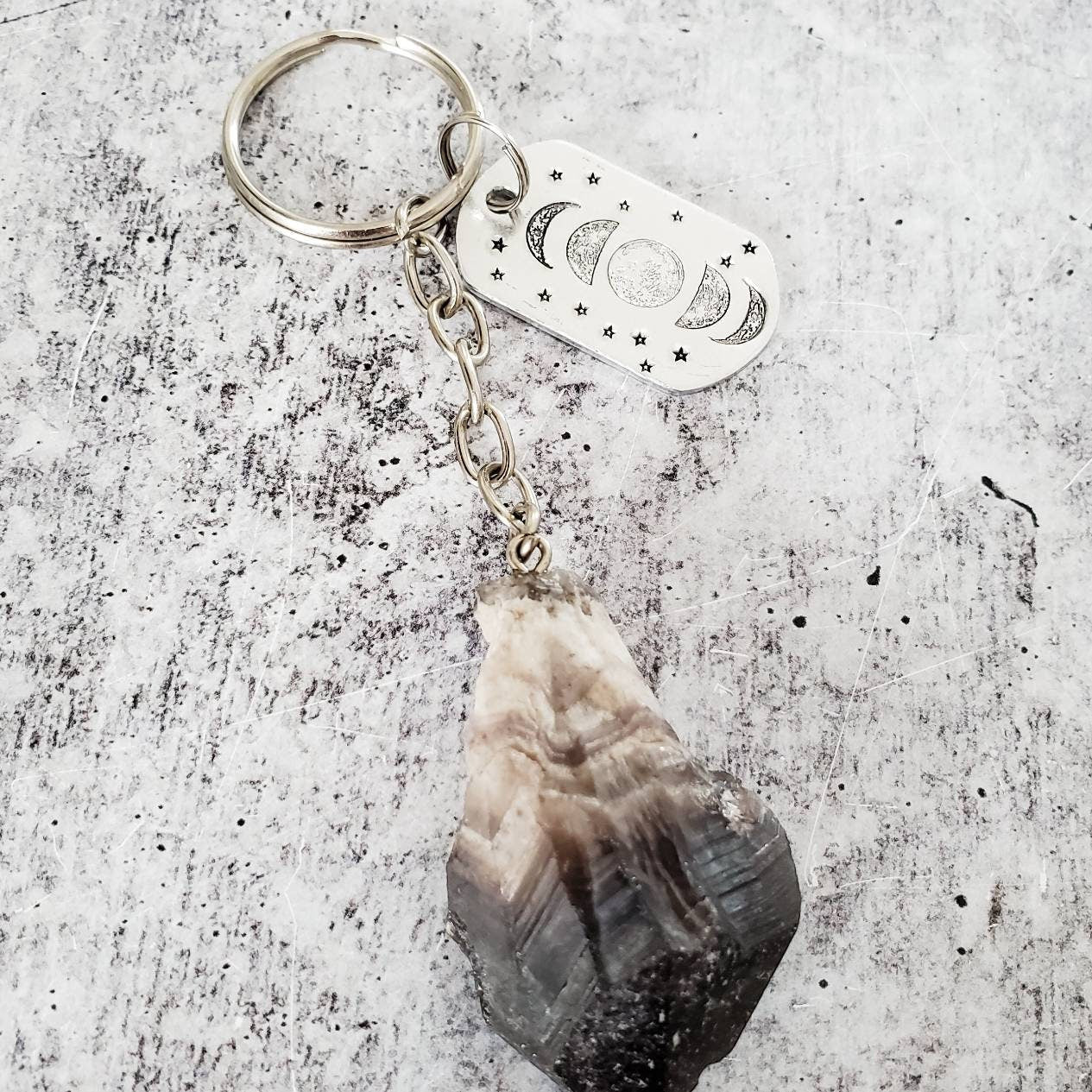 Moon Phases Dark Amethyst Keychain Keychains La Vie Bien Moon Phases Dark Amethyst Keychain