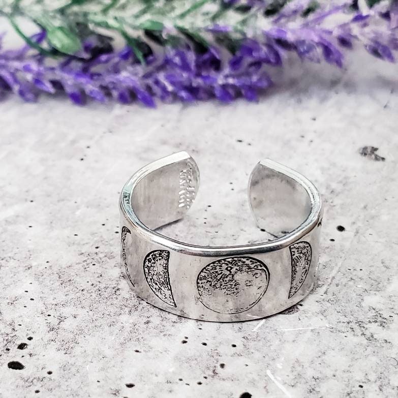 Moon Phases Sterling Silver or 14k Gold Filled Wide Open Back Ring Finger Rings La Vie Bien Moon Phases Sterling Silver or 14k Gold Filled Wide Open Back Ring