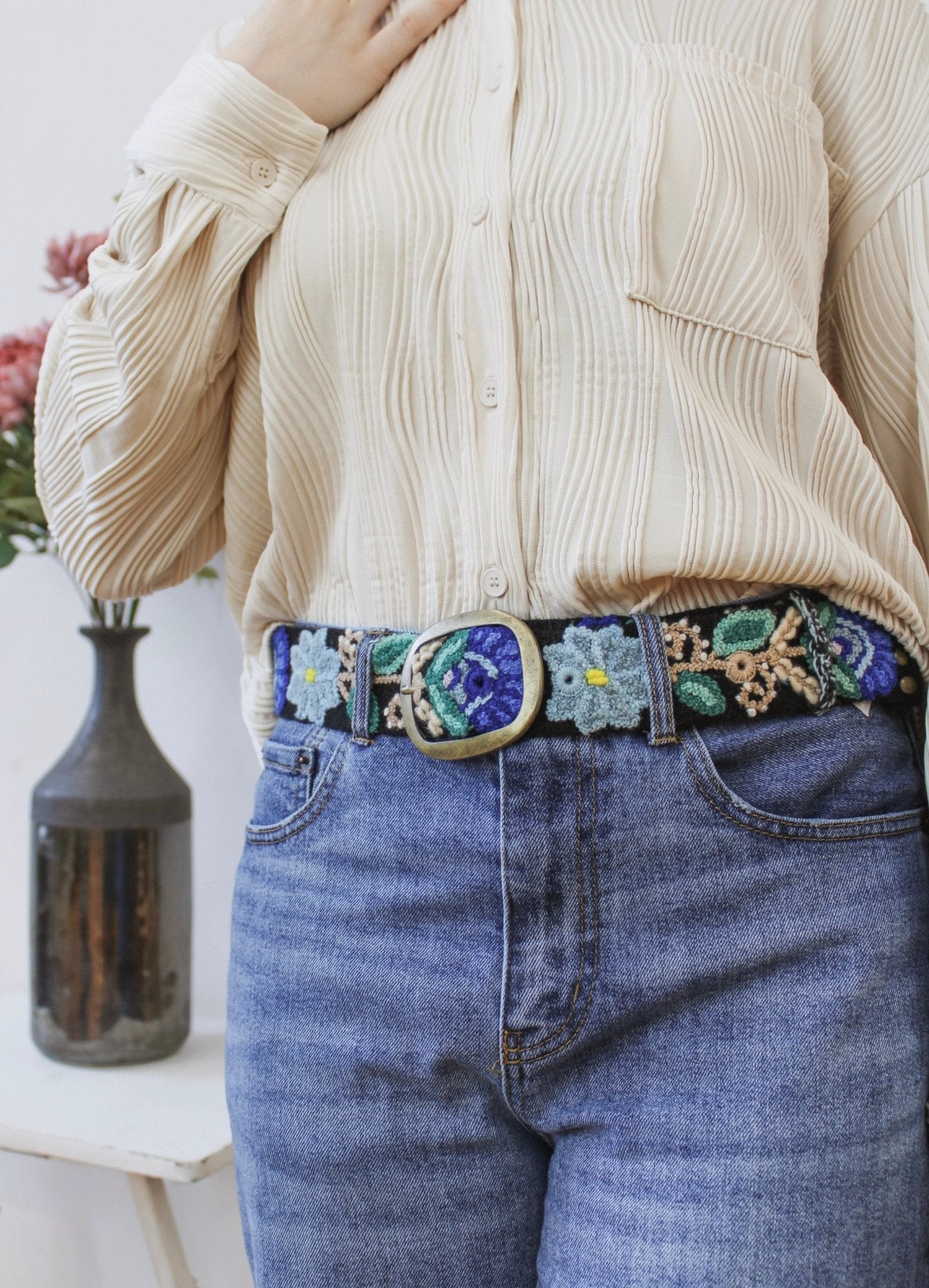 Moonlit Garden Embroidered Belt by Ash & Rose