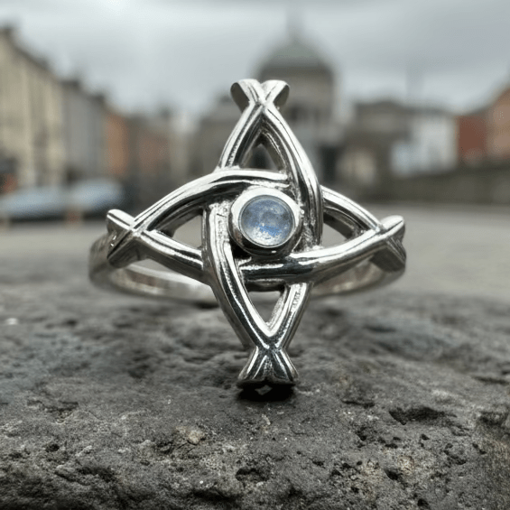 Moonstone Saint Brigid's Cross of Ireland Ring Ring La Vie Bien Moonstone Saint Brigid's Cross of Ireland Ring