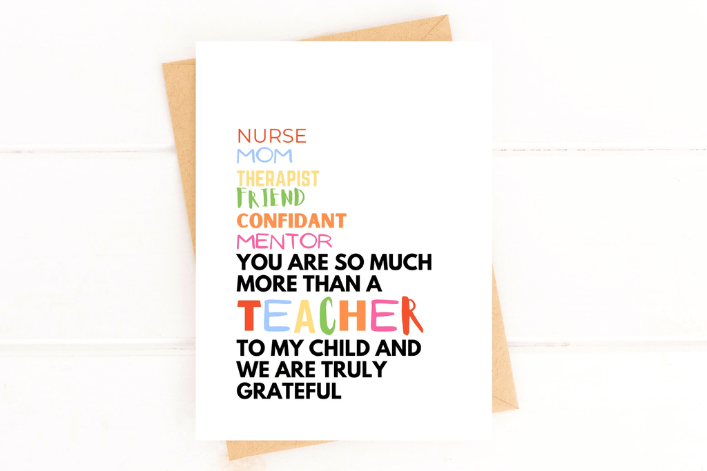 More Than A Teacher Card Back to School End of Year Card for Teacher by Five Dot Post