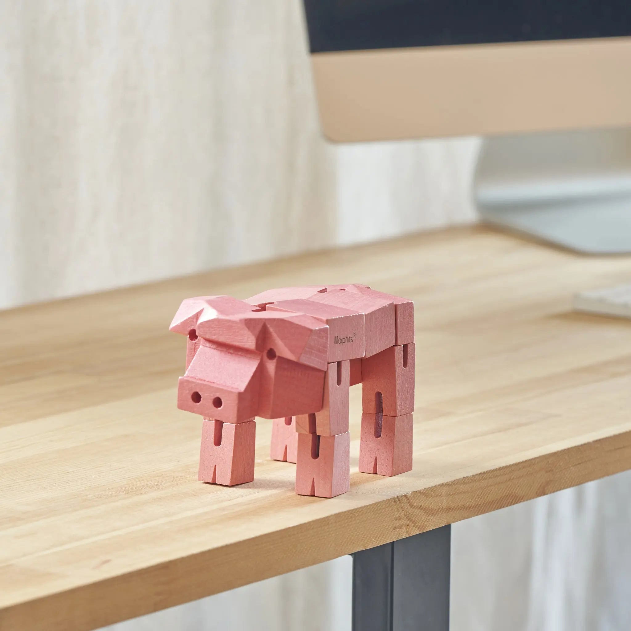 Morphits® Modern Wooden Pig Decor – Interactive Puzzle & Art Piece