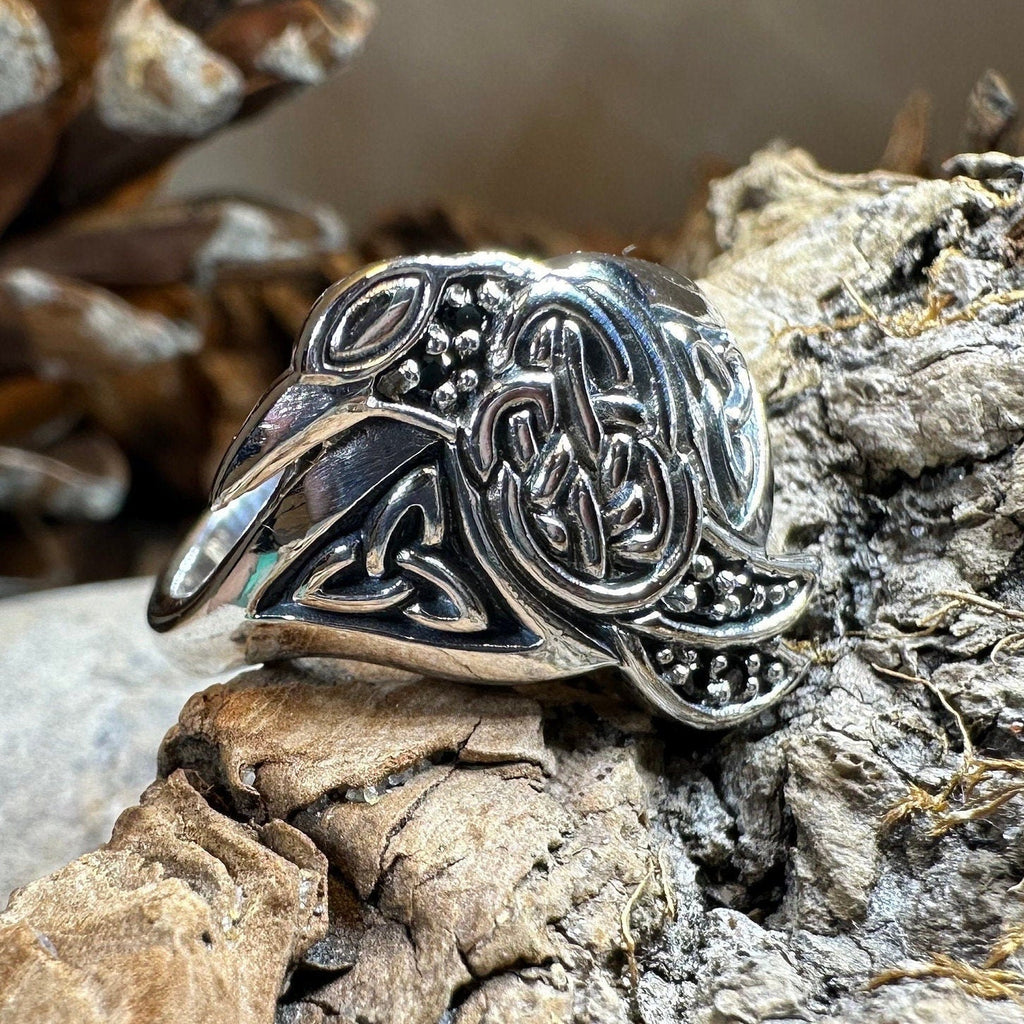 Morrigan Celtic Raven Ring in Sterling Silver Ring La Vie Bien Morrigan Celtic Raven Ring in Sterling Silver