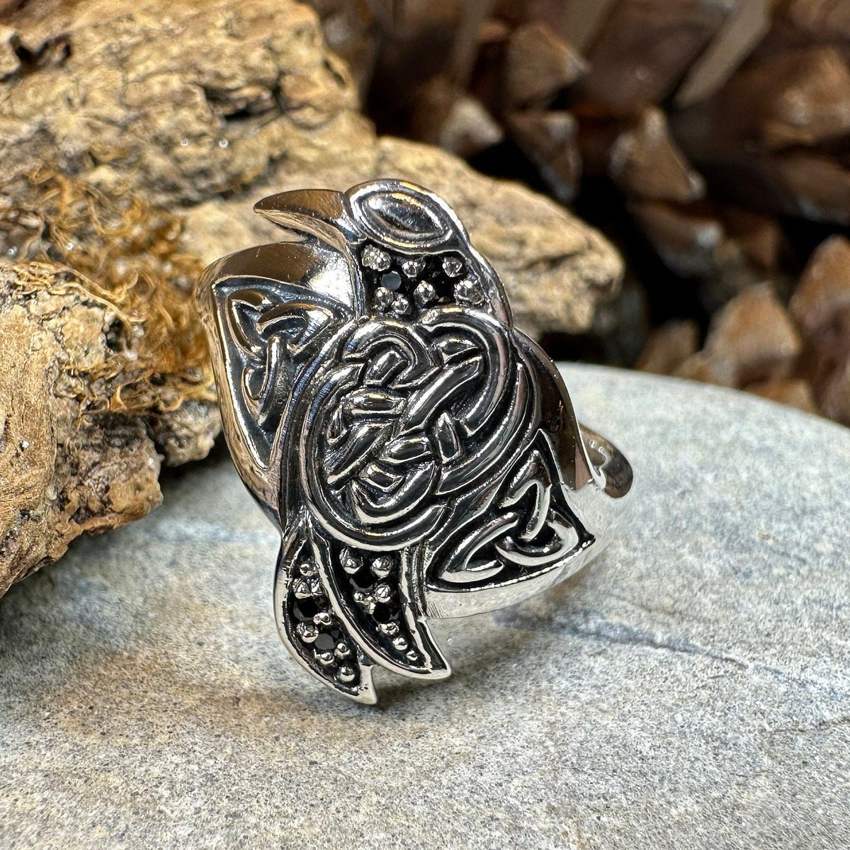 Morrigan Celtic Raven Ring in Sterling Silver Ring La Vie Bien Morrigan Celtic Raven Ring in Sterling Silver