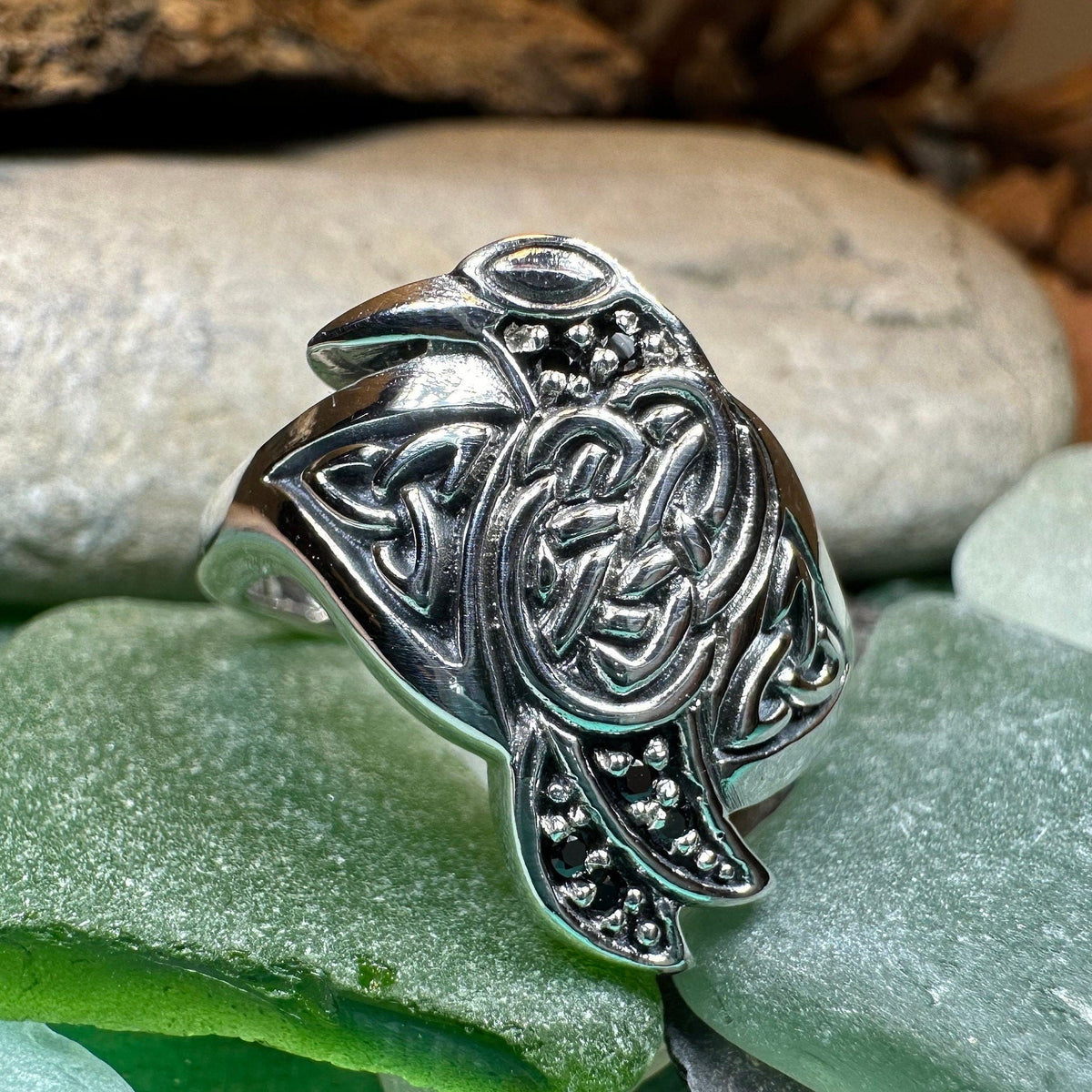 Morrigan Celtic Raven Ring in Sterling Silver Ring La Vie Bien Morrigan Celtic Raven Ring in Sterling Silver
