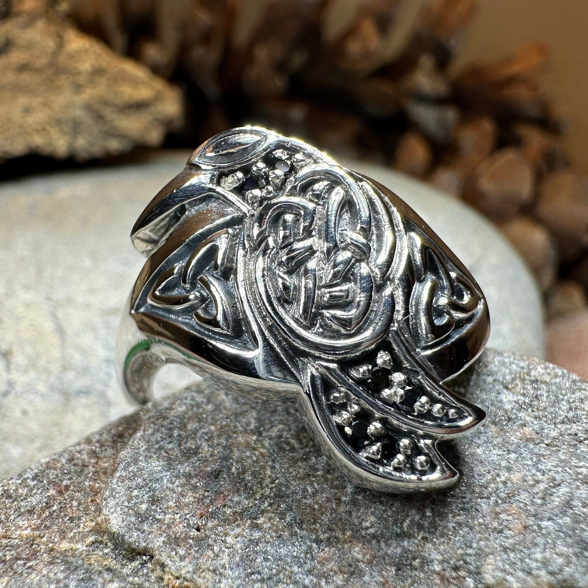 Morrigan Celtic Raven Ring in Sterling Silver Ring La Vie Bien Morrigan Celtic Raven Ring in Sterling Silver