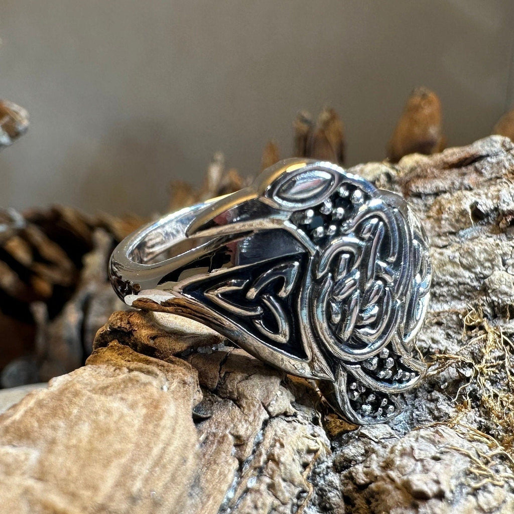 Morrigan Celtic Raven Ring in Sterling Silver Ring La Vie Bien Morrigan Celtic Raven Ring in Sterling Silver