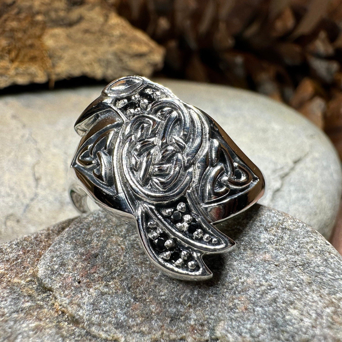 Morrigan Celtic Raven Ring in Sterling Silver Ring La Vie Bien Morrigan Celtic Raven Ring in Sterling Silver