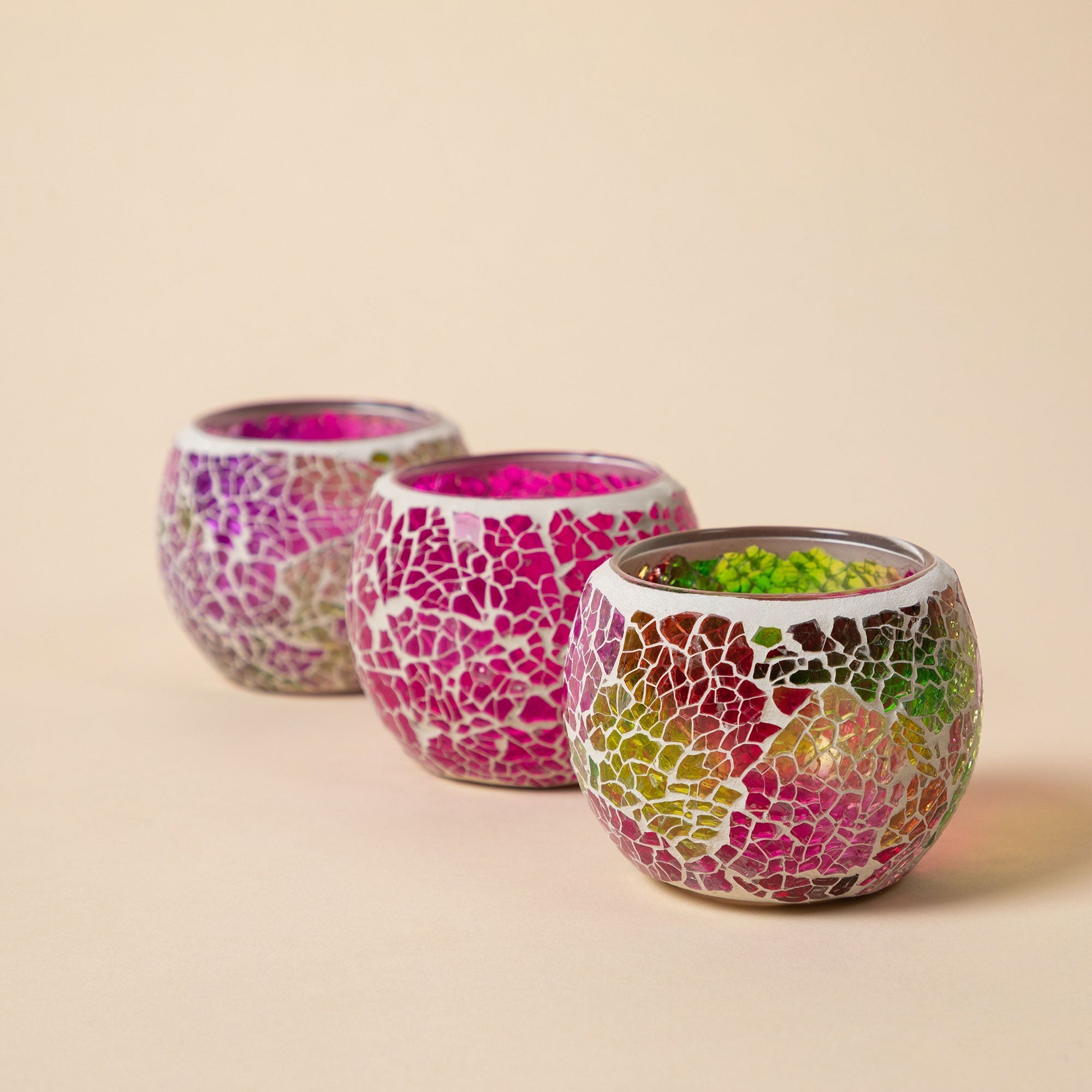 Mosaic Votive Holders - Set of 3 Decorative Home Accent La Vie Bien Mosaic Votive Holders - Set of 3