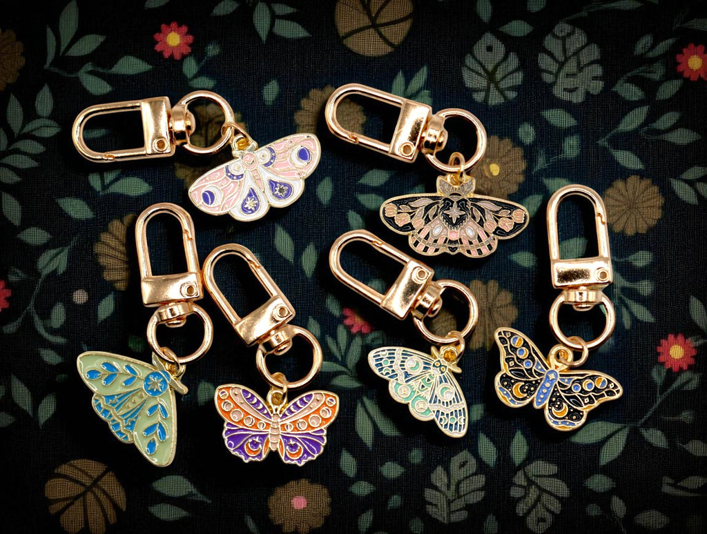 Celestial Moth Metal Keychain and Bag Charm