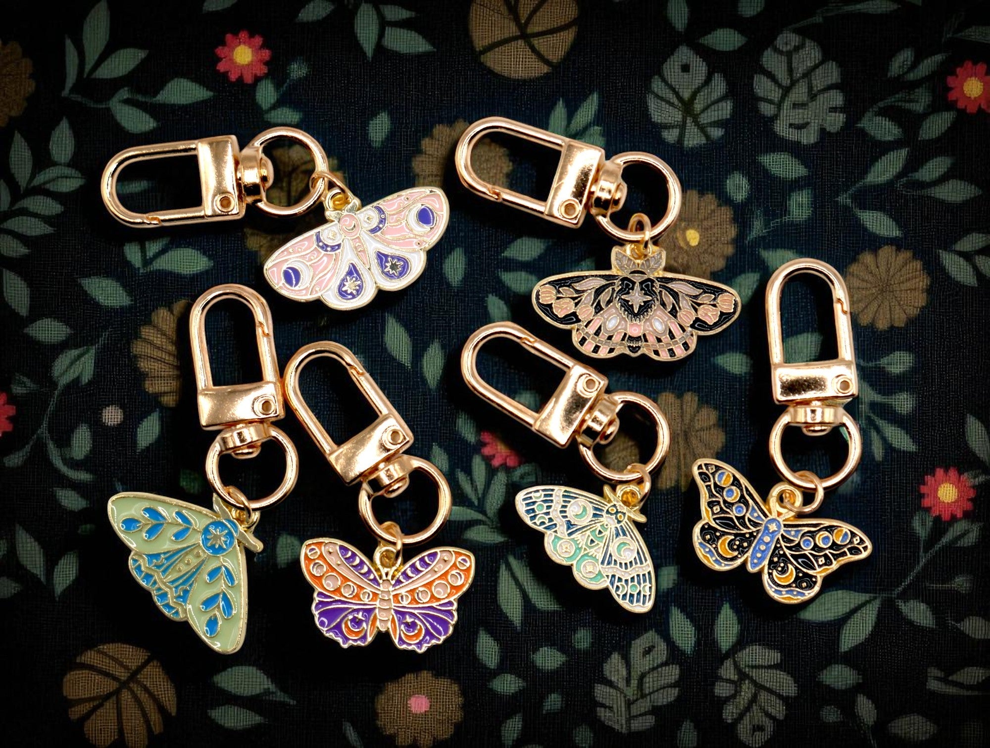 Celestial Moth Metal Keychain and Bag Charm