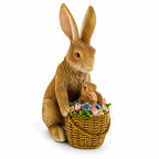 Mother & Baby Bunny Figurine Rustic Easter & Spring Decor with Floral Basket 7.4 Inches Easter > Figurines > Bunnies La Vie Bien Mother & Baby Bunny Figurine Rustic Easter & Spring Decor with Floral Basket 7.4 Inches