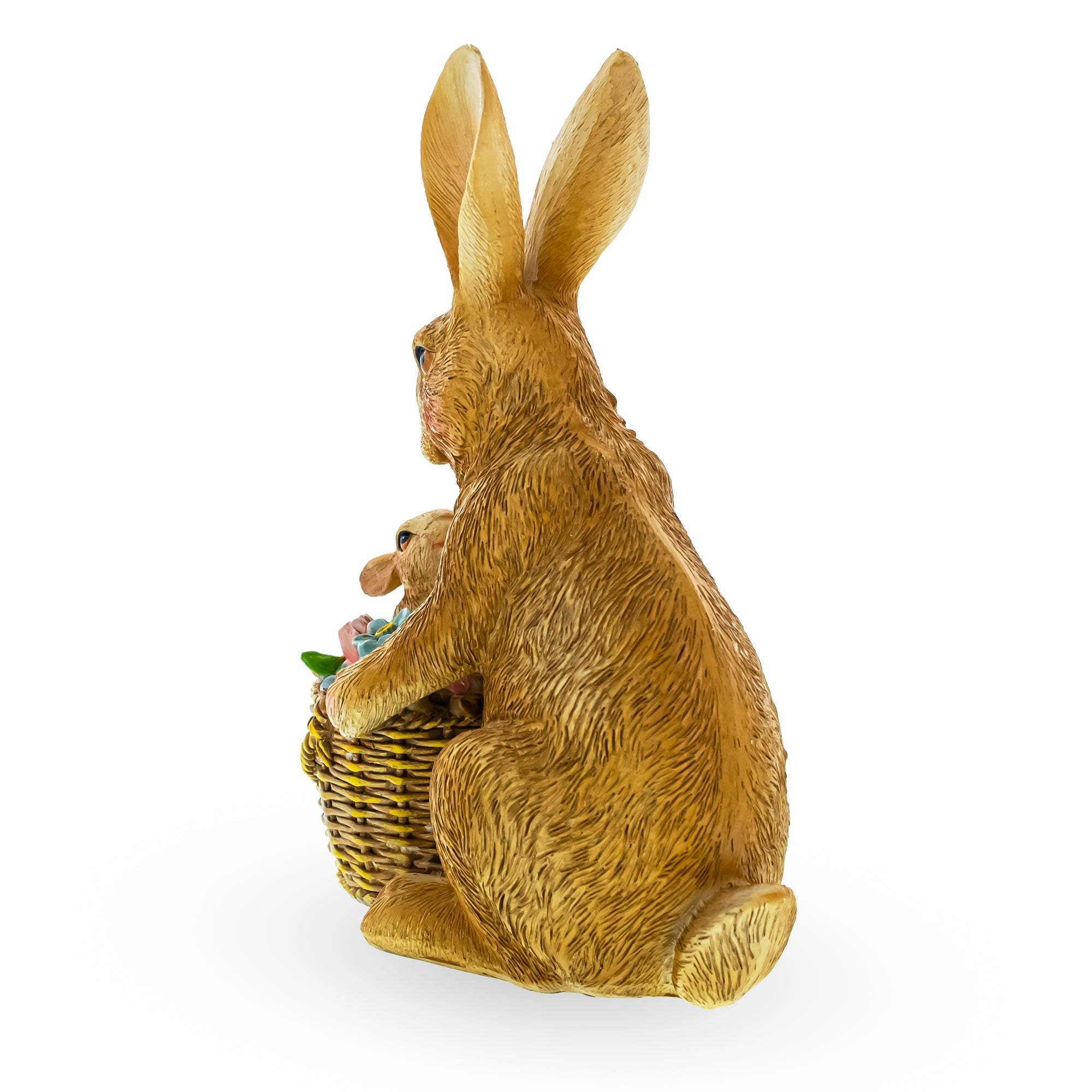 Mother & Baby Bunny Figurine Rustic Easter & Spring Decor with Floral Basket 7.4 Inches Easter > Figurines > Bunnies La Vie Bien Mother & Baby Bunny Figurine Rustic Easter & Spring Decor with Floral Basket 7.4 Inches