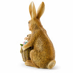 Mother & Baby Bunny Figurine Rustic Easter & Spring Decor with Floral Basket 7.4 Inches Easter > Figurines > Bunnies La Vie Bien Mother & Baby Bunny Figurine Rustic Easter & Spring Decor with Floral Basket 7.4 Inches