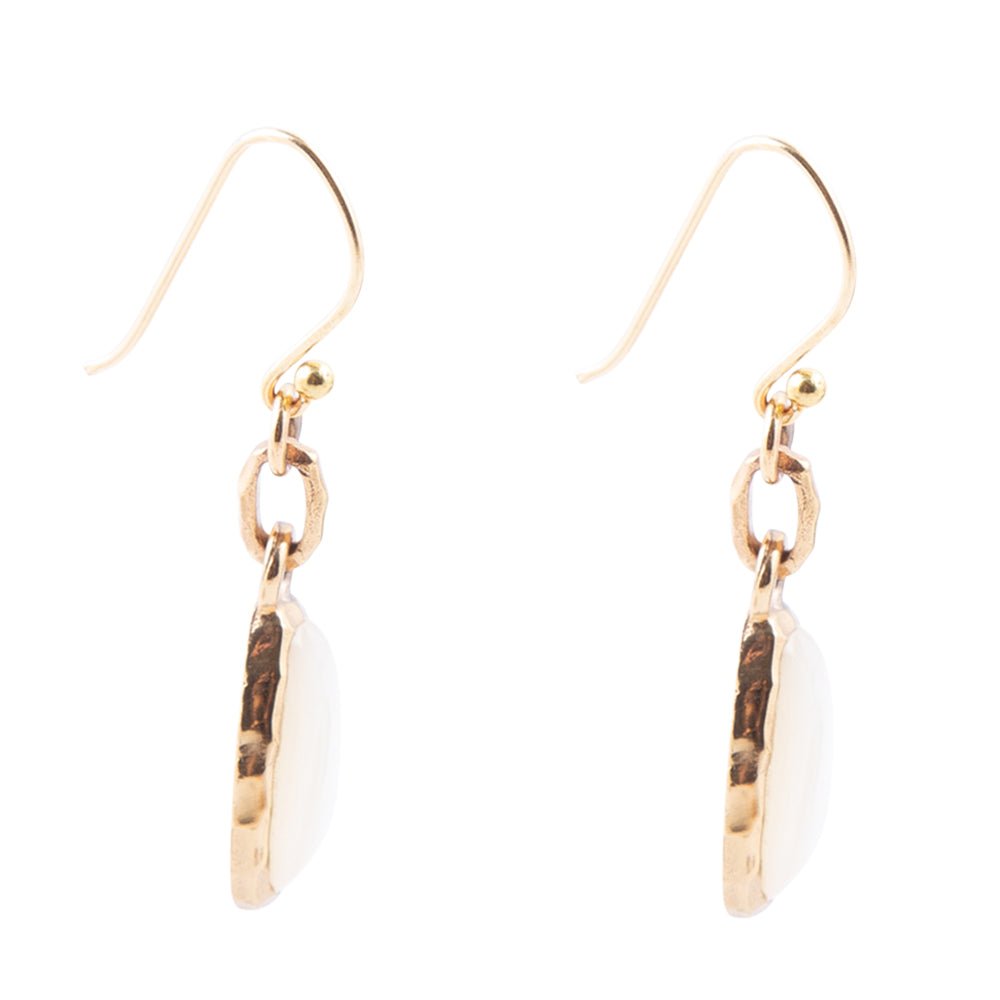 White Mother of Pearl Golden Drop Earrings