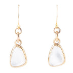 White Mother of Pearl Golden Drop Earrings