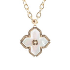 Maltese Cross White Mother of Pearl Golden Chain Pendant Necklace by Barse Jewelry