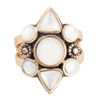 White Mother of Pearl Golden Statement Ring by Barse Jewelry