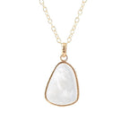 White Mother of Pearl Teardrop Golden Pendant Necklace by Barse Jewelry
