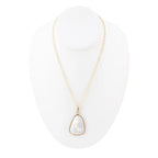White Mother of Pearl Teardrop Golden Pendant Necklace by Barse Jewelry