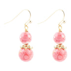Mottled Pink Jade Golden Drop Earrings Earrings La Vie Bien Mottled Pink Jade Golden Drop Earrings