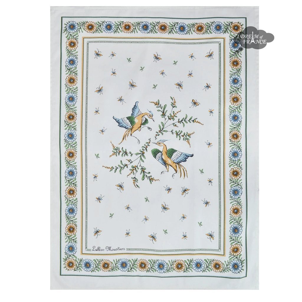 Moustiers Green & Cream French Cotton Kitchen Towel by Tissus Toselli by I Dream of France