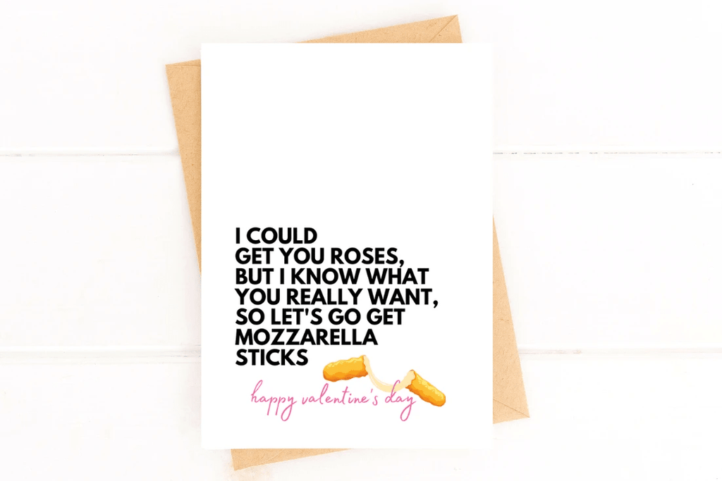 Mozzarella Sticks Funny Valentine's Day Card by Five Dot Post
