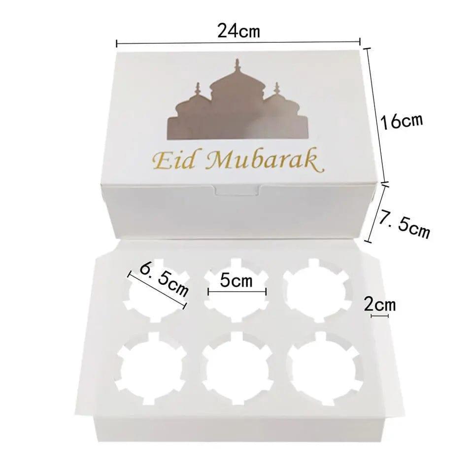 MR017 EID Mubarak Cupcake Box , Gift Box 6 holes La Vie Bien MR017 EID Mubarak Cupcake Box , Gift Box 6 holes