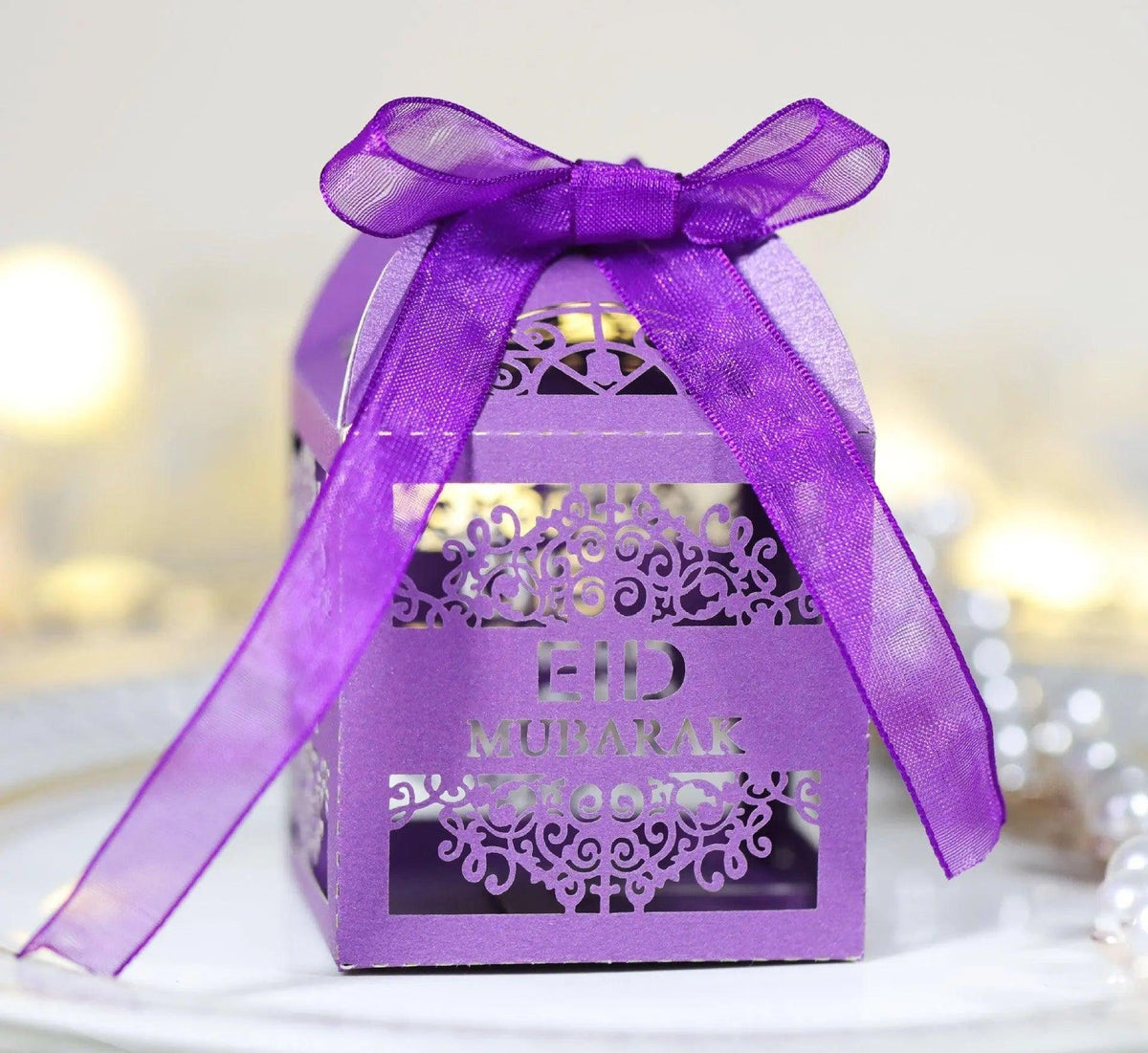 MR018 50 Pcs Happy Eid Mubarak Hollow Candy Box La Vie Bien MR018 50 Pcs Happy Eid Mubarak Hollow Candy Box