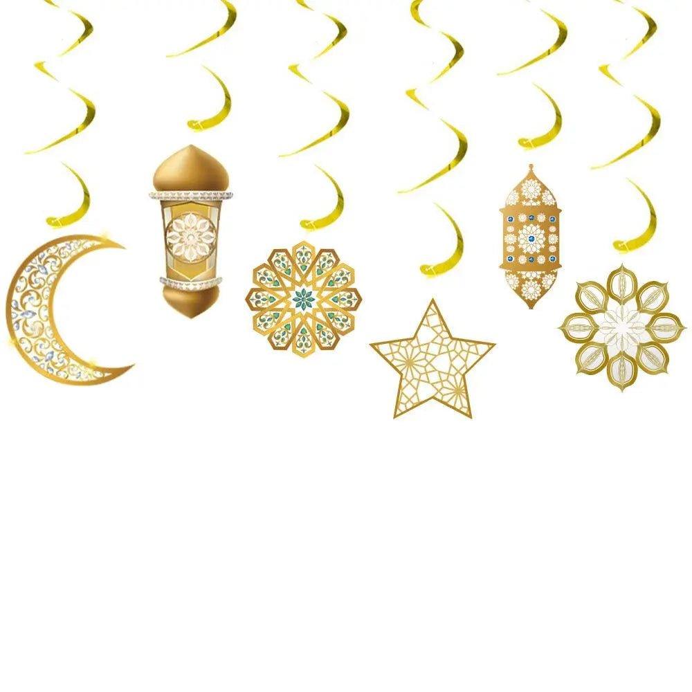 MR019 Eid Mubarak Spiral Banner,Ramadan Home Decor, 6 pcs La Vie Bien MR019 Eid Mubarak Spiral Banner,Ramadan Home Decor, 6 pcs