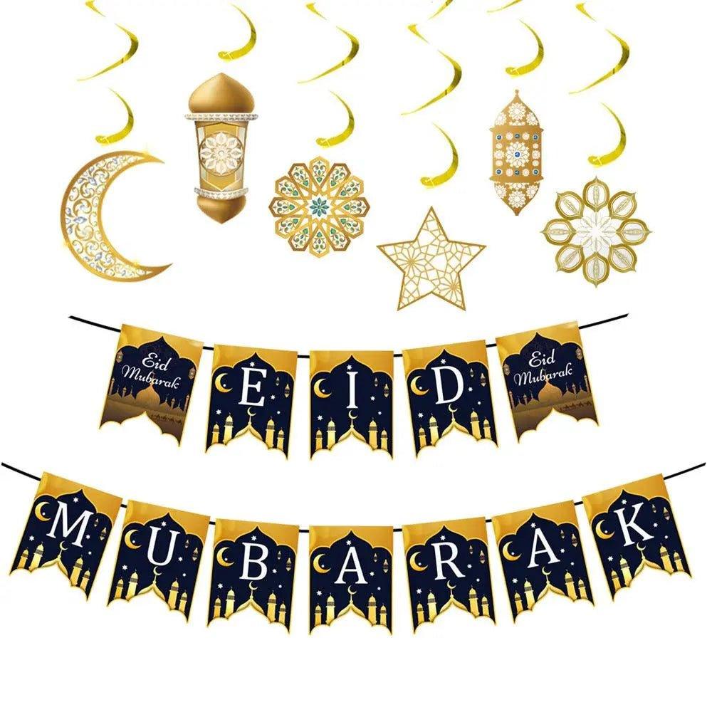 MR019 Eid Mubarak Spiral Banner,Ramadan Home Decor, 6 pcs La Vie Bien MR019 Eid Mubarak Spiral Banner,Ramadan Home Decor, 6 pcs
